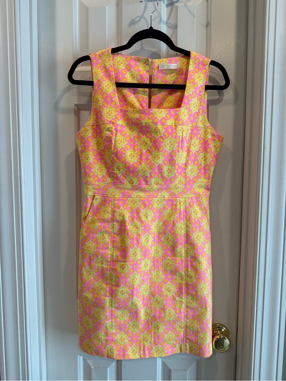 MM Couture Pink and Yellow Printed Sheath Dress